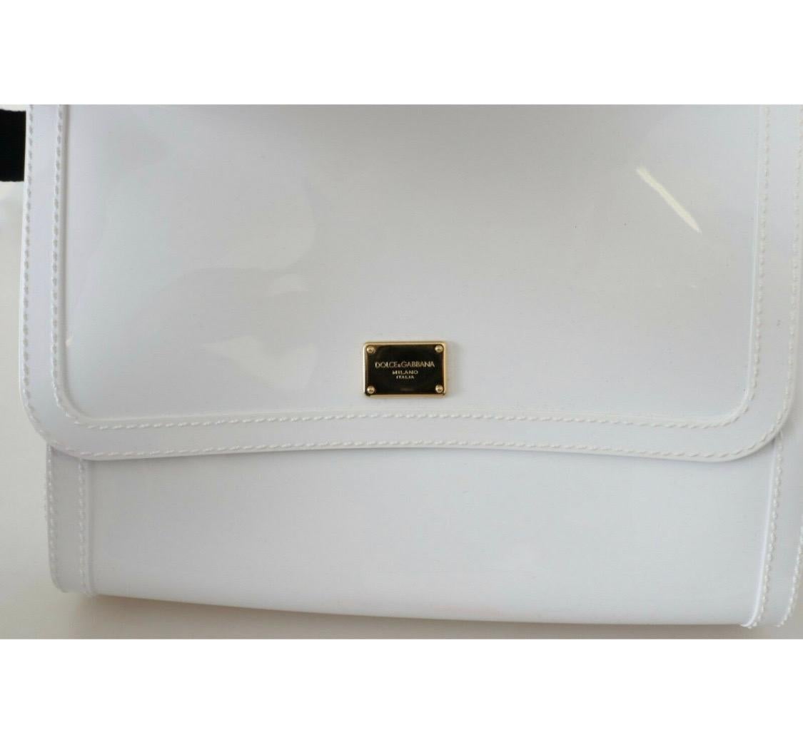 Gray Dolce & Gabbana white leather SICILY PVC shoulder bag For Sale