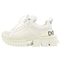 Dolce & Gabbana Weiße Super Queen Low Top-Turnschuhe aus Leder Größe 37