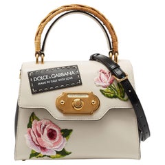 Dolce & Gabbana White Leather Welcome Top Handle Bag