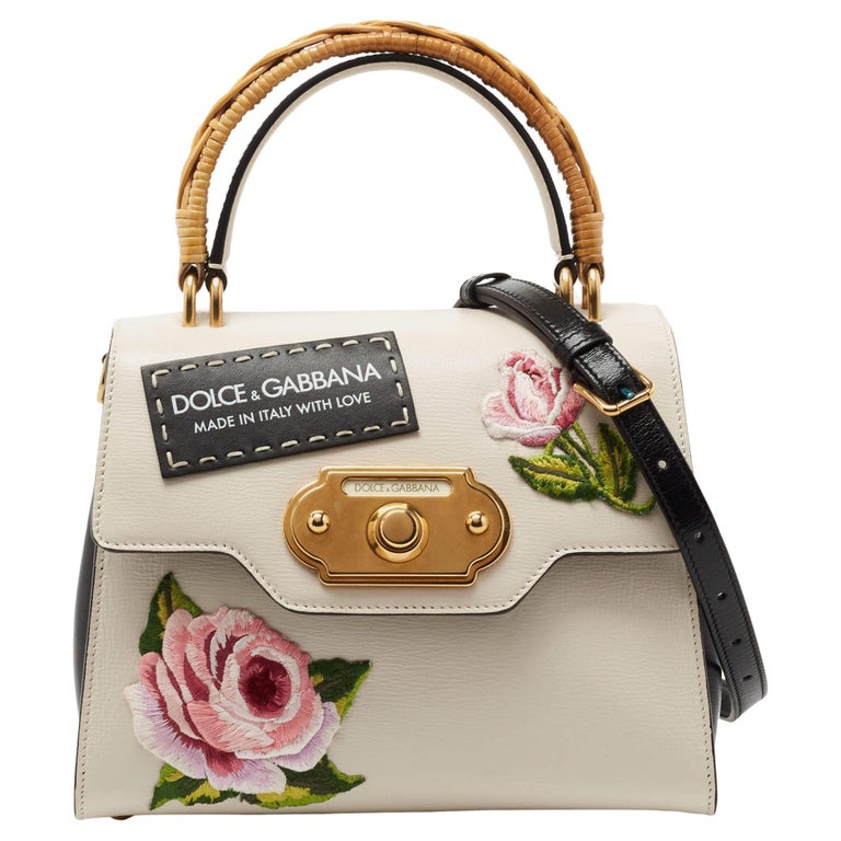 Dolce and Gabbana White Leather Welcome Top Handle Bag For Sale at 1stDibs
