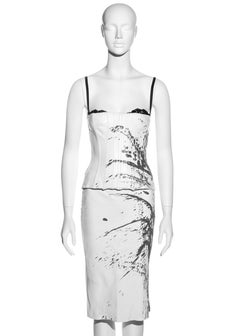 Dolce & Gabbana white leather with grey paint splatter corset and skirt, ss 2008