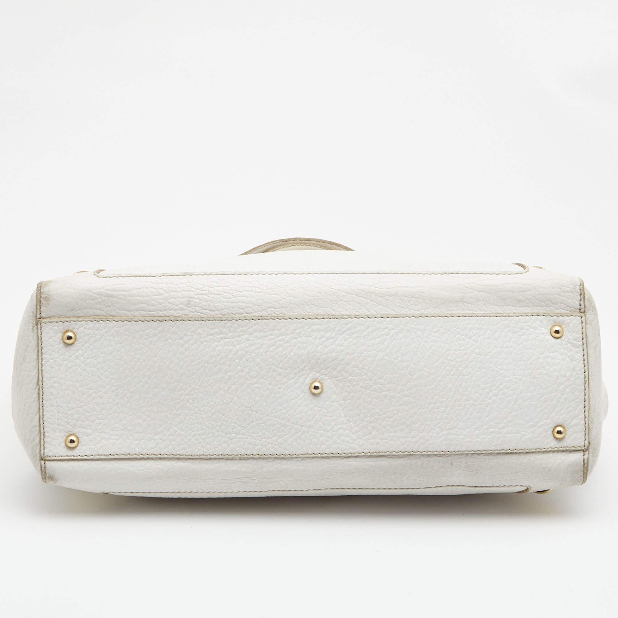 Women's Dolce & Gabbana White Leather Zip Tote For Sale