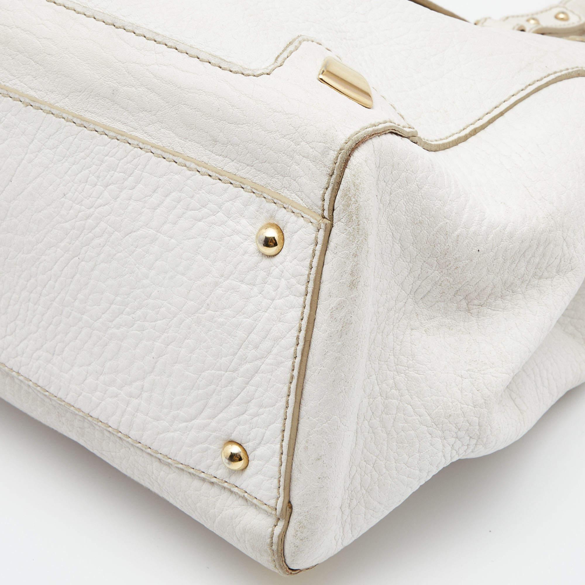 Dolce & Gabbana White Leather Zip Tote For Sale 1