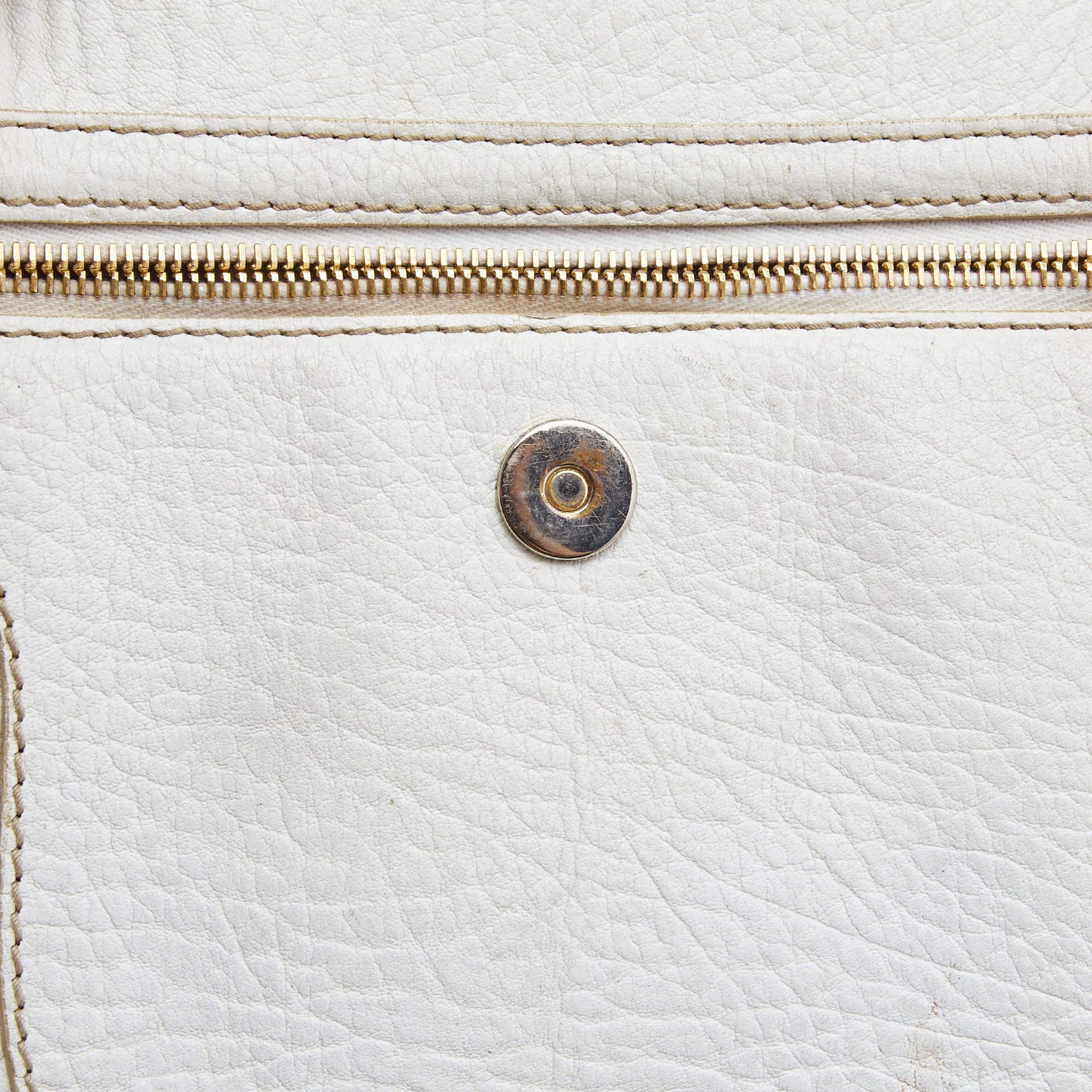 Dolce & Gabbana White Leather Zip Tote For Sale 4