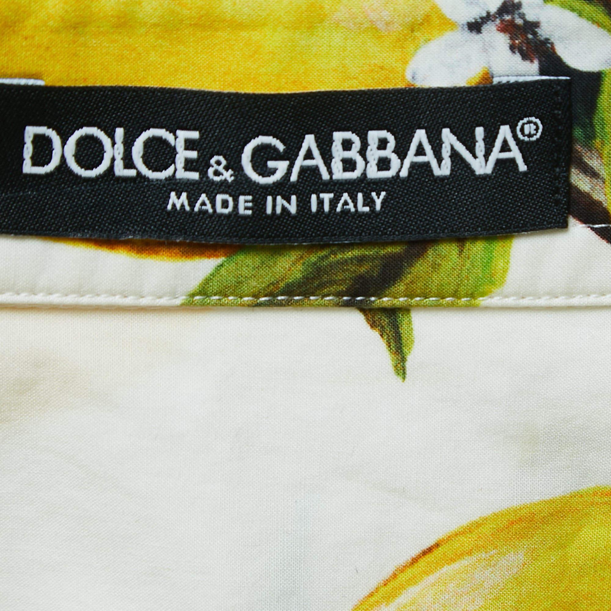 Dolce & Gabbana White Lemon Print Cotton Shirt L 1