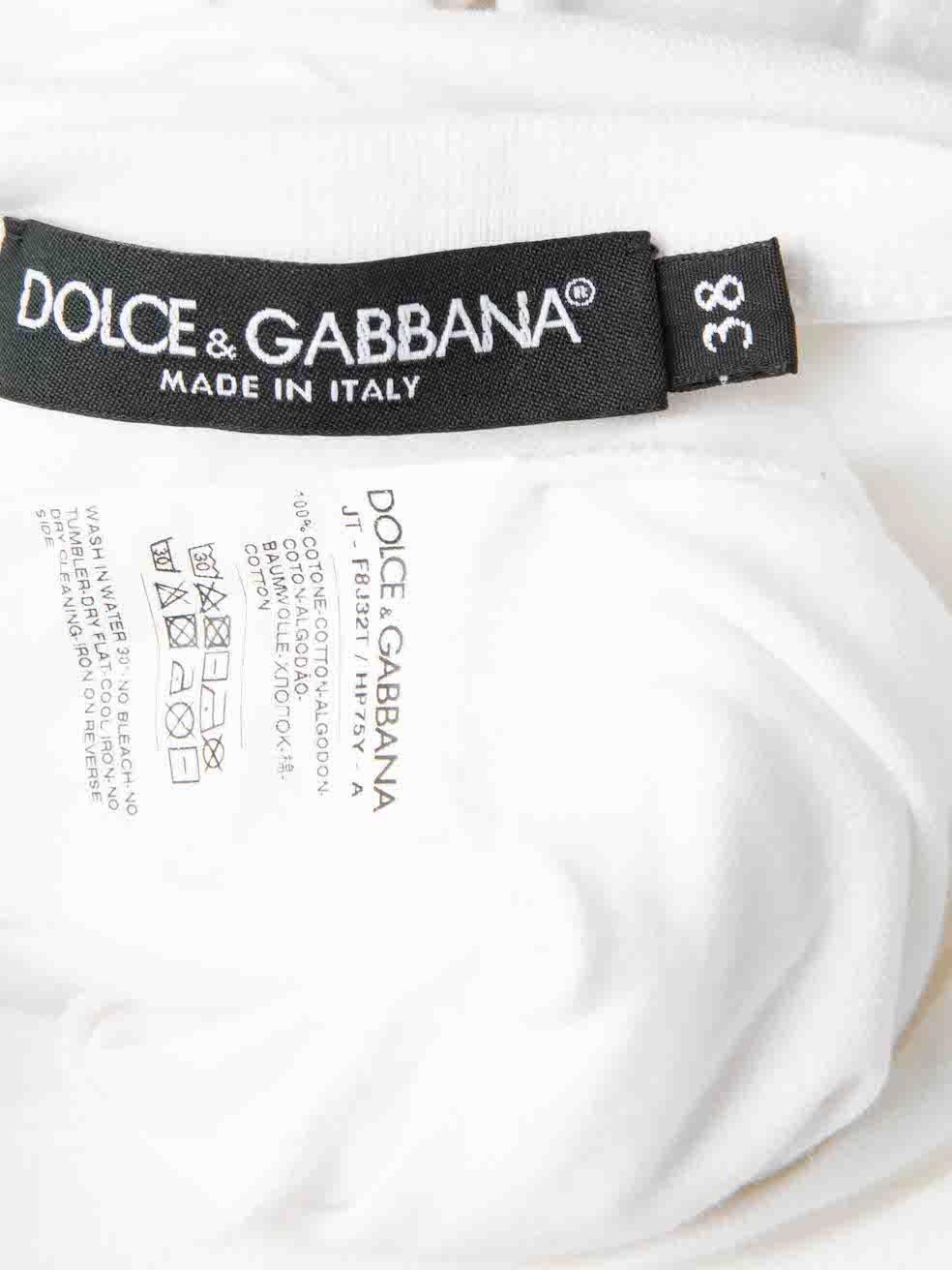 Women's Dolce & Gabbana White Logo Graphic Printed T-Shirt Size XS For Sale