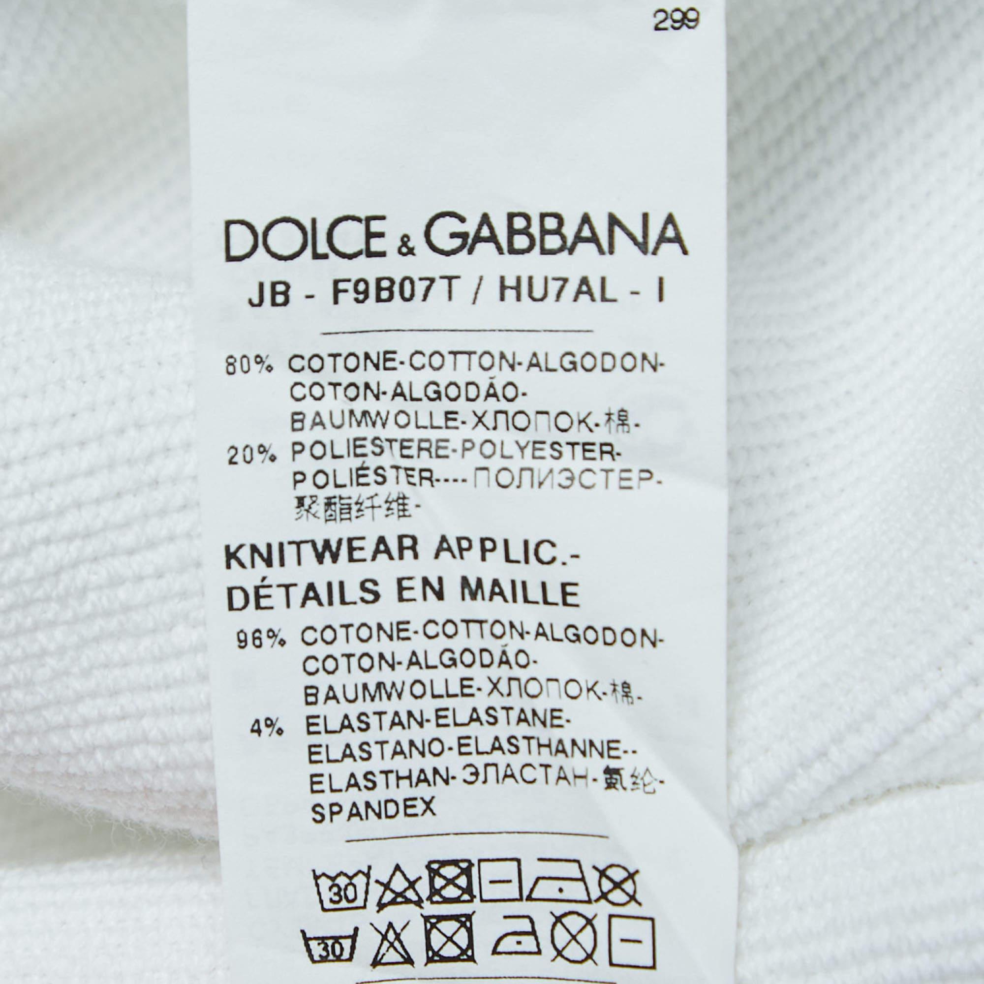Women's Dolce & Gabbana White Logo Print Cotton Hooded Sweatshirt S