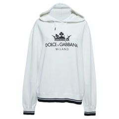 Dolce & Gabbana White Logo Print Cotton Hooded Sweatshirt S