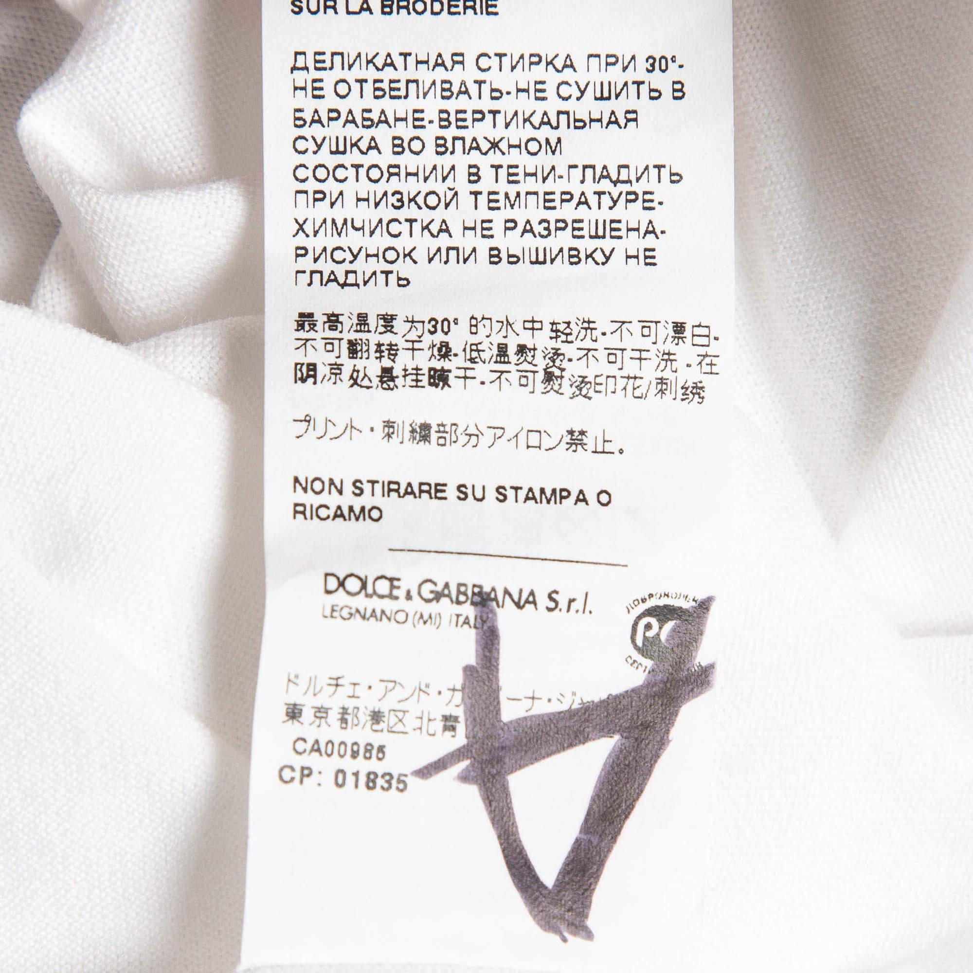 Dolce & Gabbana White Logo Print Cotton Jersey T-Shirt S For Sale 1