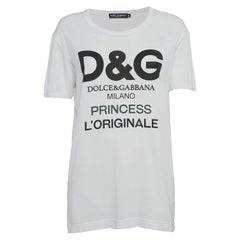 Dolce 
Gabbana White Logo Print Cotton Jersey T-Shirt S