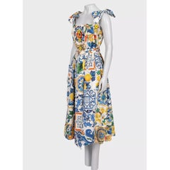 Dolce & Gabbana White Majolica Print Sundress Sz.42