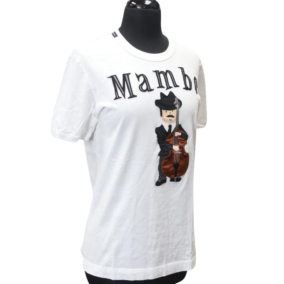 Dolce & Gabbana White Mambo Musician Embroidered Patch Short-Sleeve S Tee Shirt

This Dolce & Gabbana Mens Roundneck T-Shirt Comes in 100% Cotton material, with a slick printed Mambo classic design. Start your year out right with a one of a kind