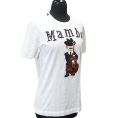 Dolce & Gabbana White Mambo Musician Embroidered Patch Short-Sleeve S Tee Shirt