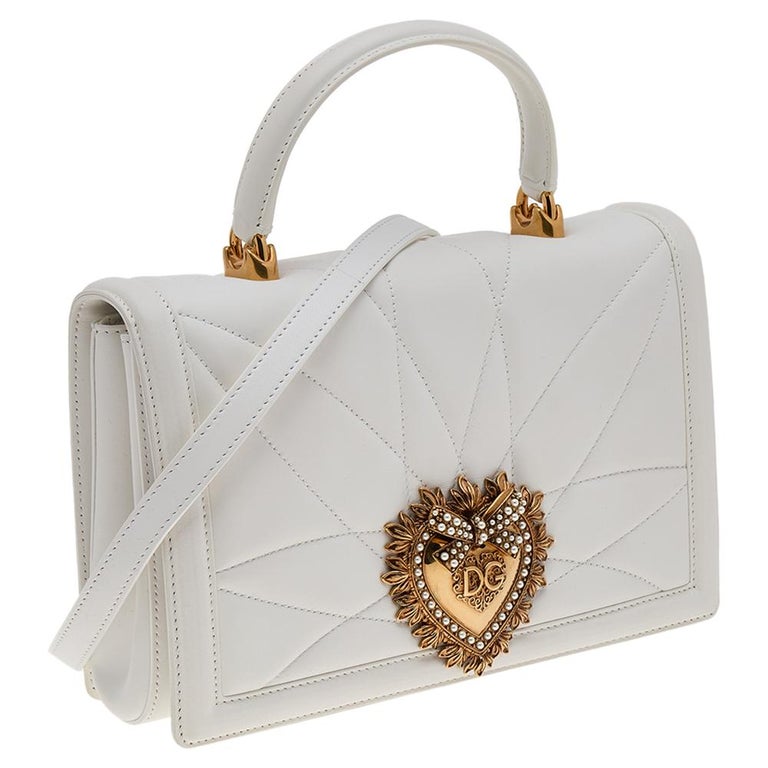 Dolce and Gabbana White Matelassé Leather Devotion Top Handle Bag at 1stDibs
