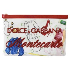 Dolce & Gabbana White Multicolor Cotton Montecarlo Toiletry Bag Purse Clutch