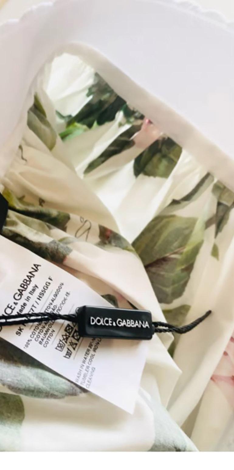 Dolce & Gabbana White Multicolor Cotton Tropical Rose Flowers Skirt Mid-length 2