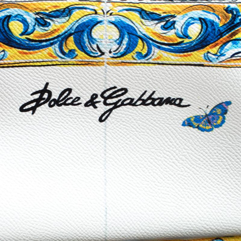 Beige Dolce & Gabbana White/Multicolor Floral Print Leather Medium Miss Sicily Top Han