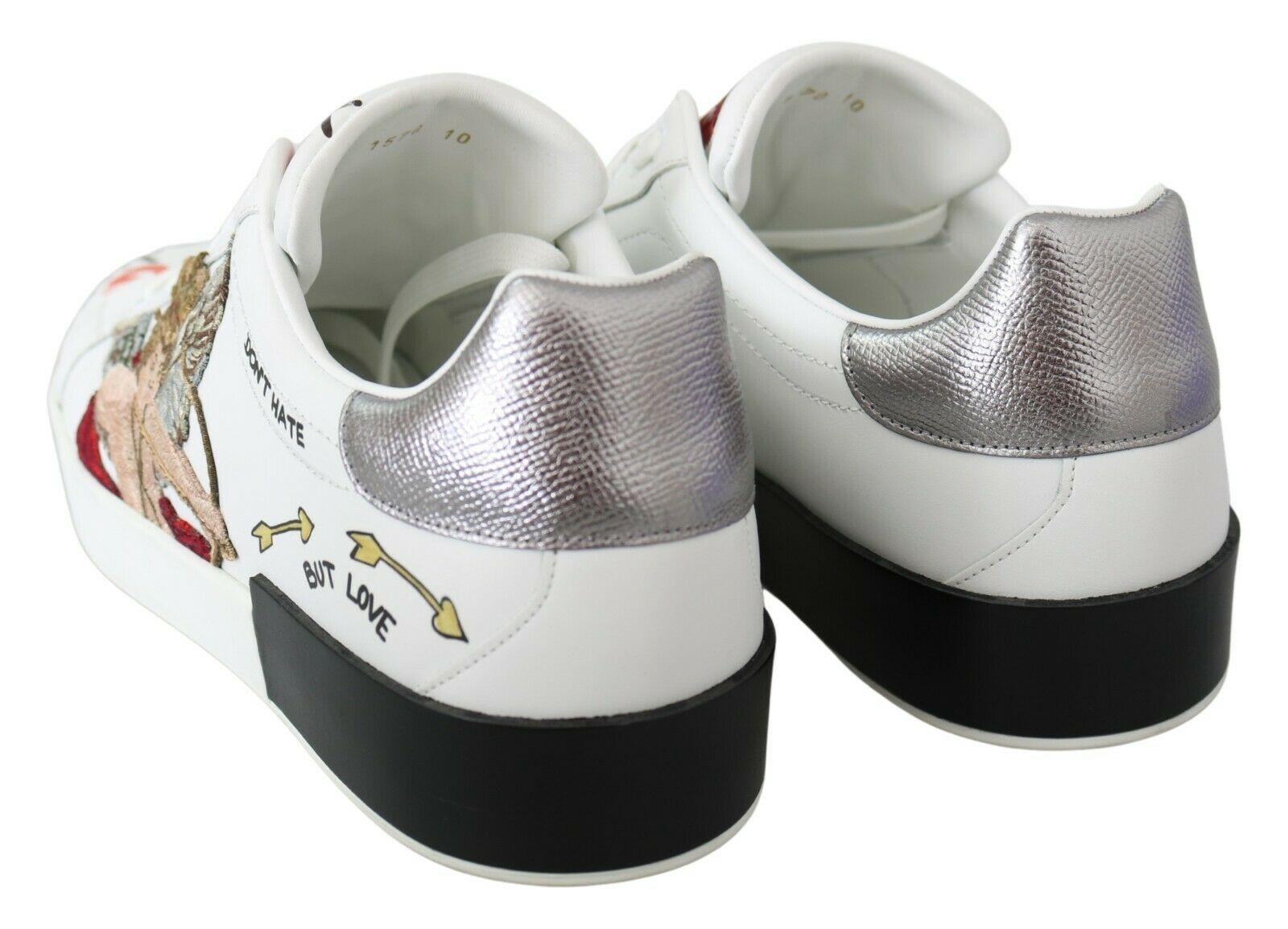 Dolce & Gabbana White Multicolor Leather Shoes Casual Sport Sneakers Angel 1