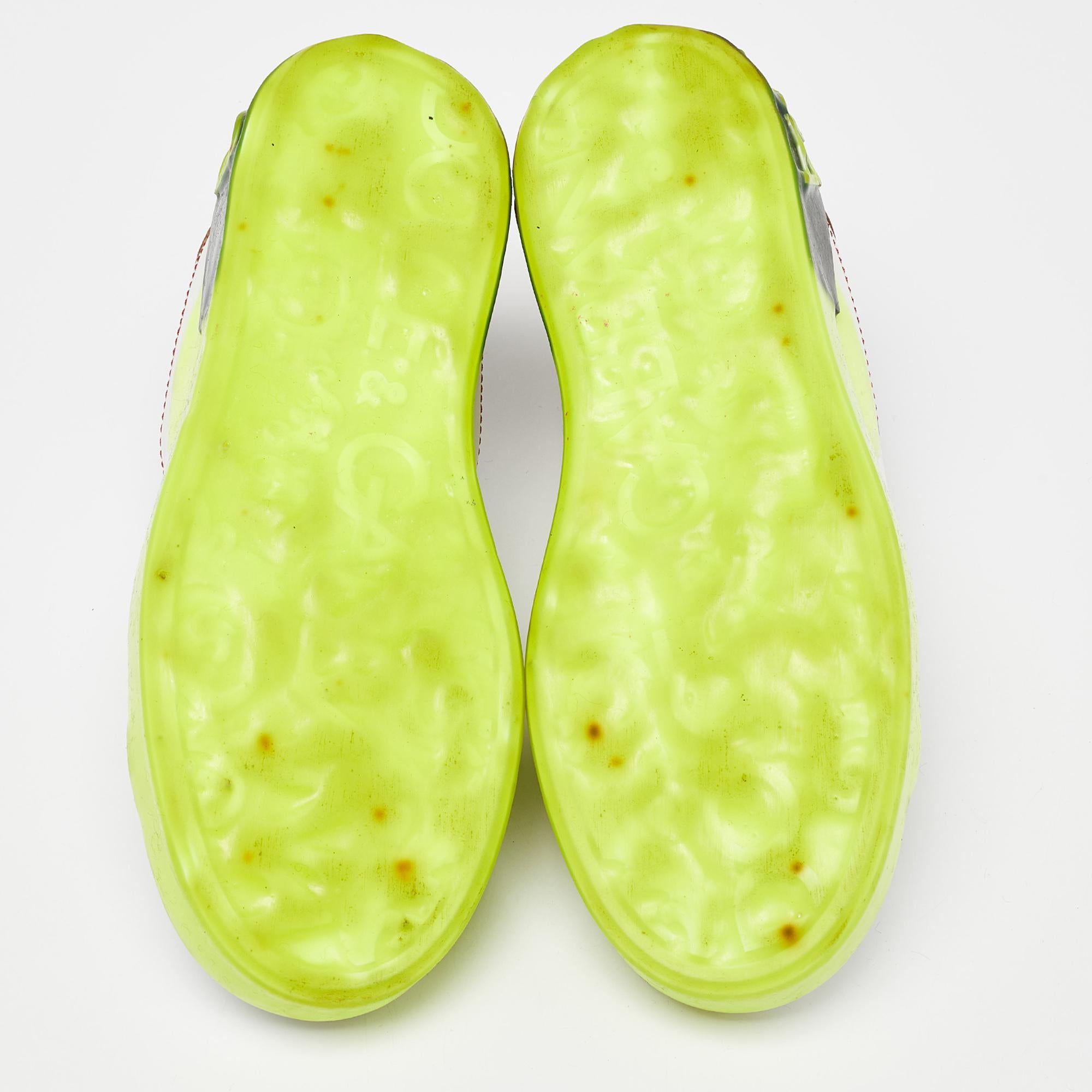 Dolce & Gabbana White/Neon Yellow Leather Portofino Sneakers Size 38 1