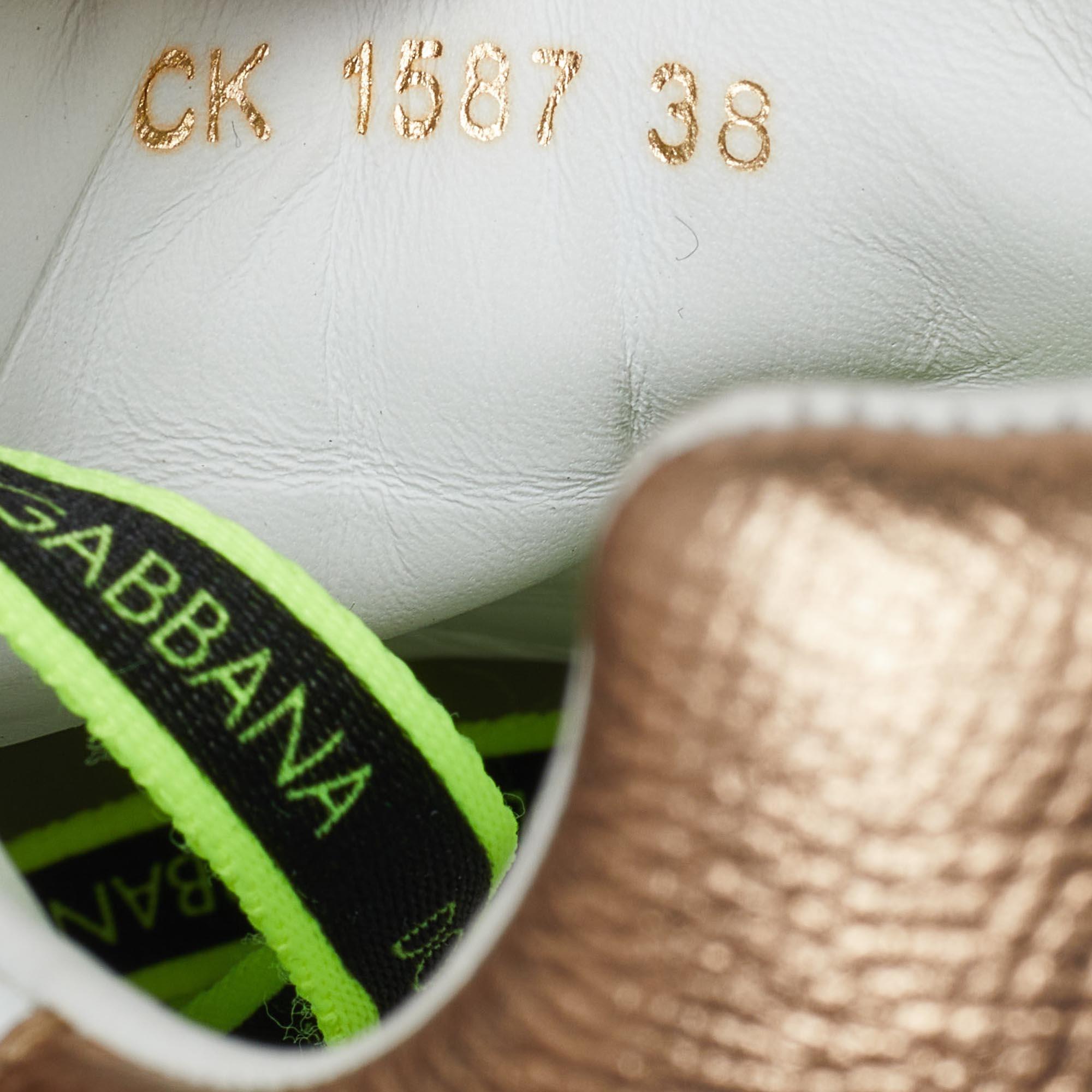 Dolce & Gabbana White/Neon Yellow Leather Portofino Sneakers Size 38 3