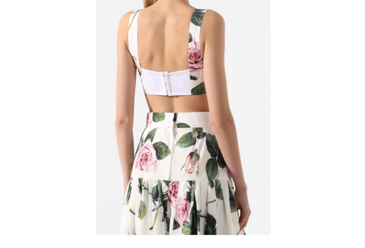 dolce and gabbana rose print poplin bustier top