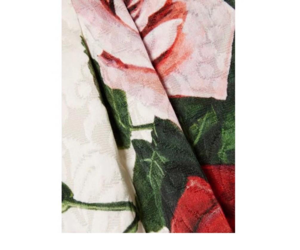 Beige Dolce & Gabbana White Pink Multicolor Cotton Rose Flowers Print Jumpsuit Mini