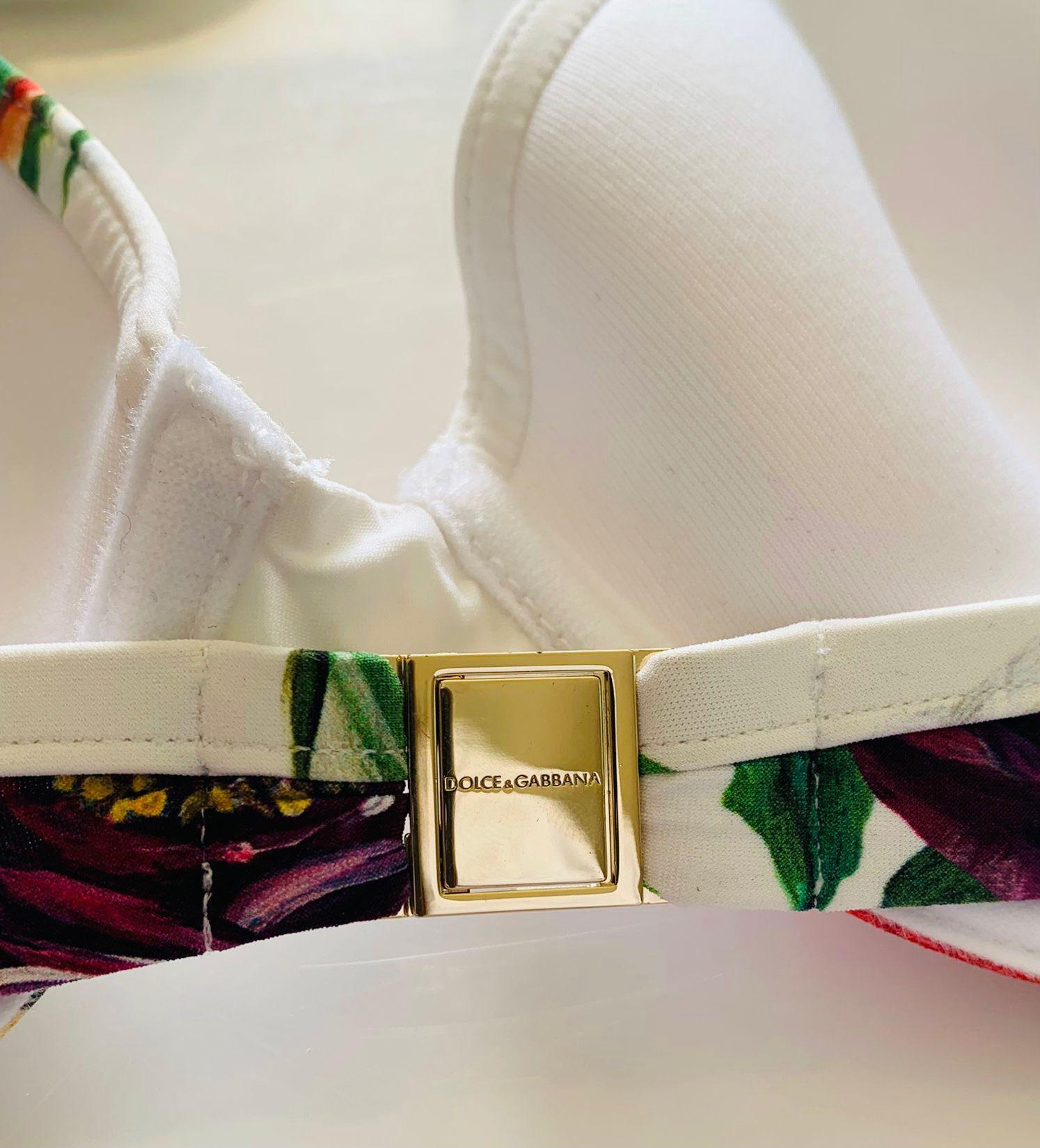 Dolce & Gabbana White Pink Peony Rose Swimsuit Swimwear Bikini Bows Strings DG For Sale 7