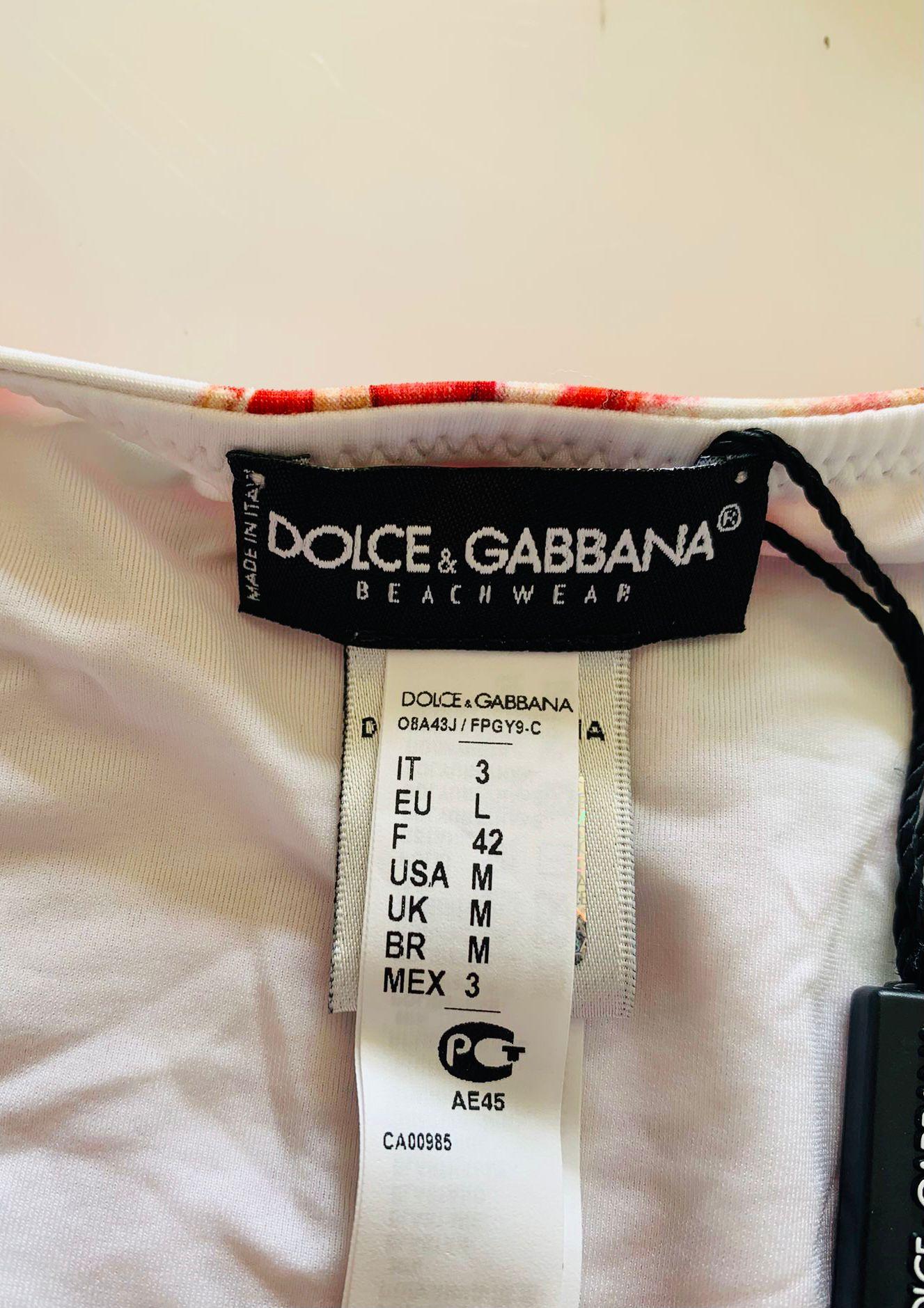 Dolce & Gabbana White Pink Peony Rose Swimsuit Swimwear Bikini Bows Strings DG For Sale 8