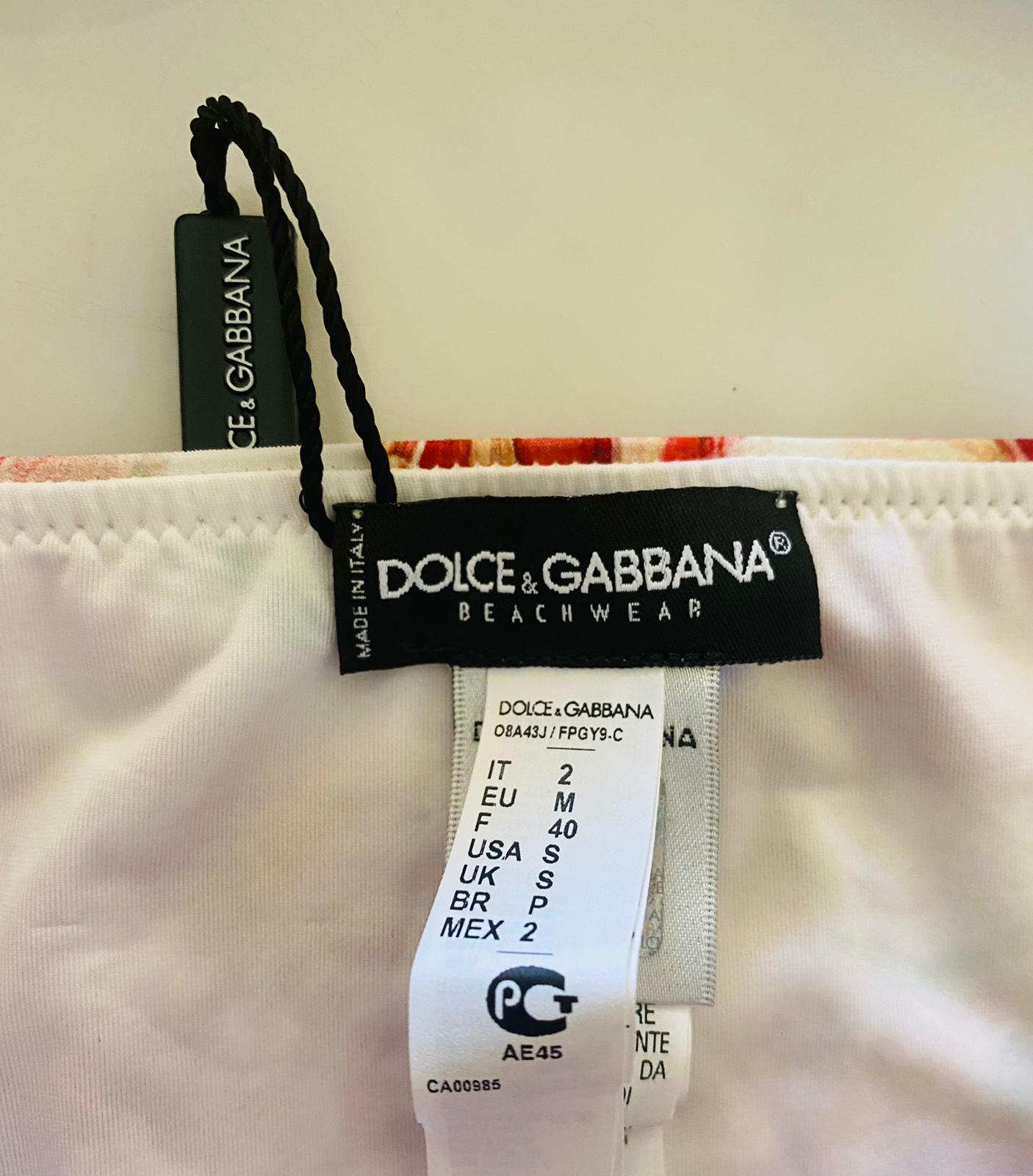 Dolce & Gabbana White Pink Peony Rose Swimsuit Swimwear Bikini Bows Strings DG For Sale 9