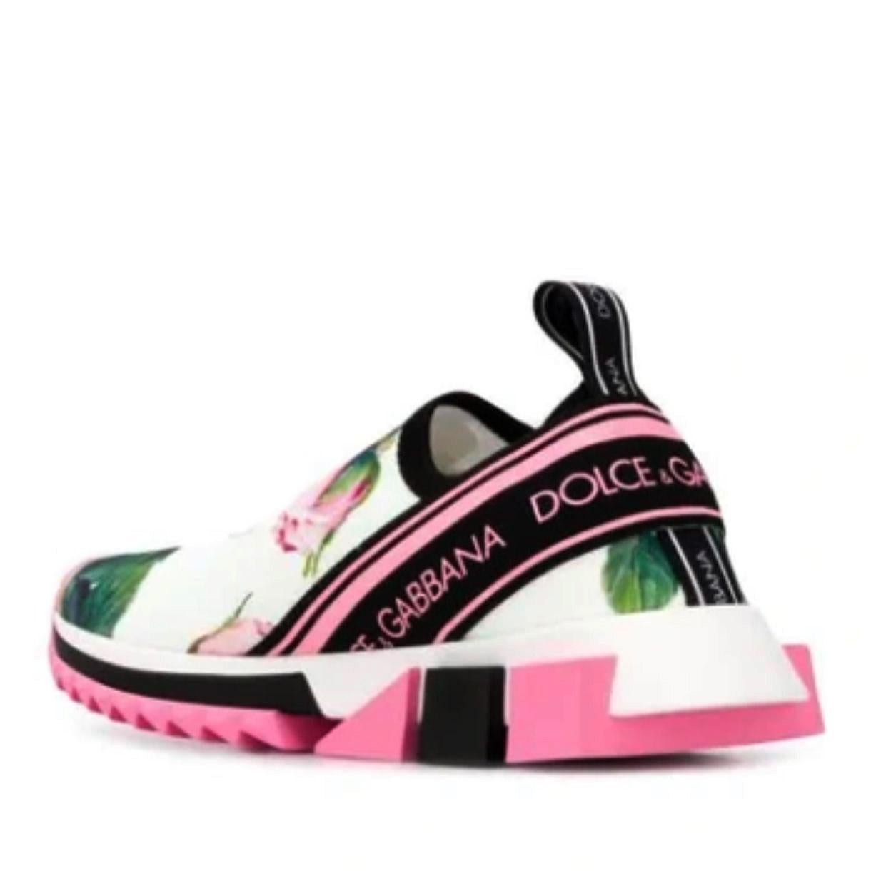 dolce and gabbana white and pink trainers