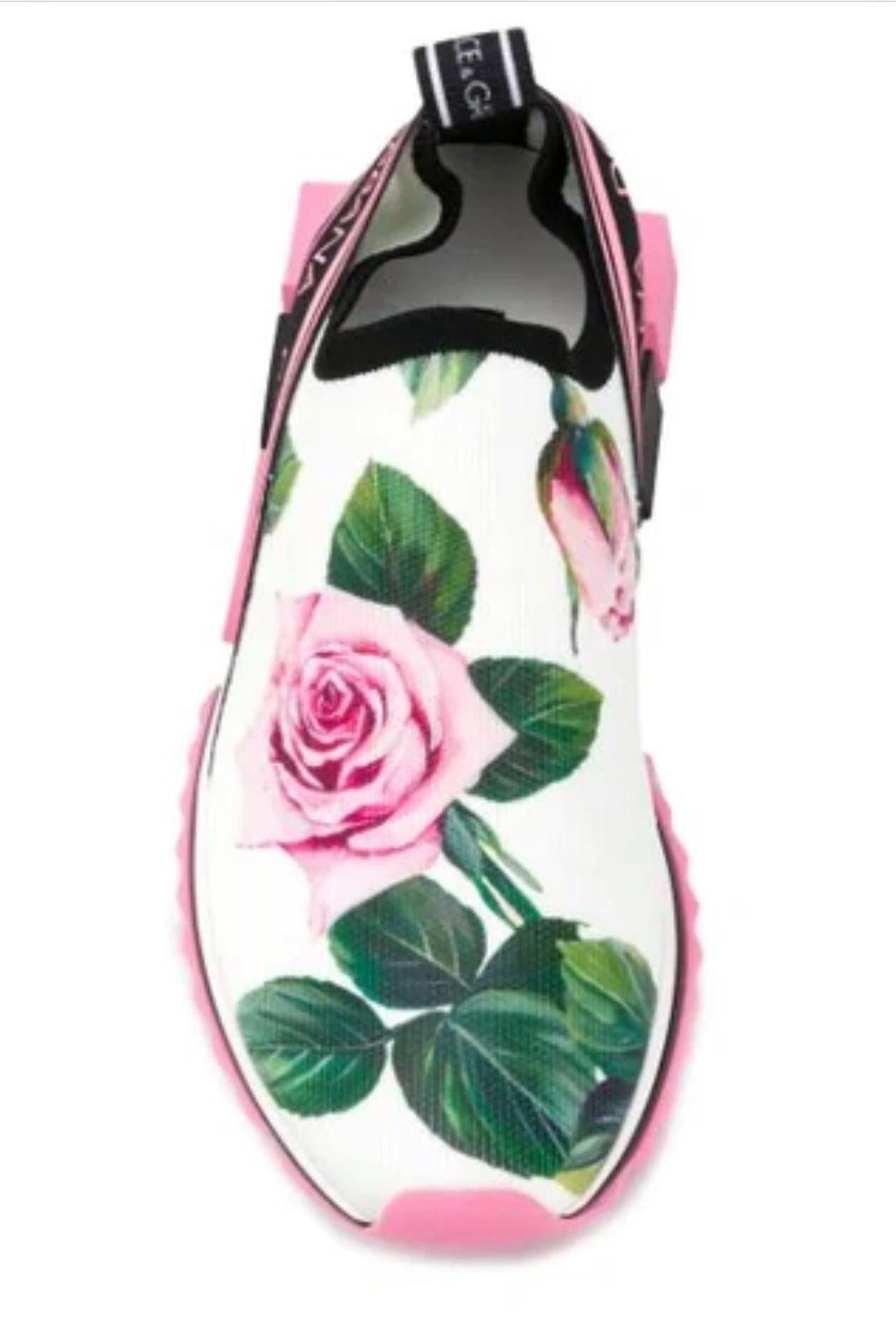 dolce and gabbana white and pink trainers