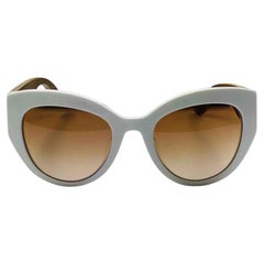  Dolce & Gabbana White Plastic Wood Sicily Caretto Hand Painted Sunglasses DG