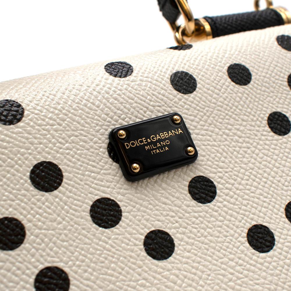 Dolce & Gabbana White Polka Dot Embellished Leather Wallet on Chain 2