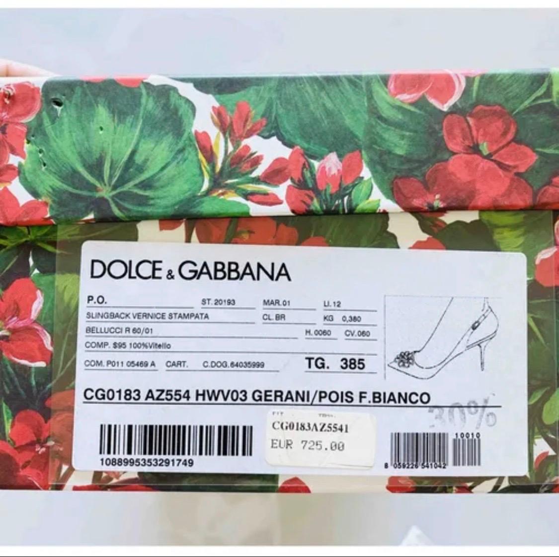 Dolce & Gabbana Weißer Polkadot
Rote Taormina Schuhe mit Absatz aus Geranienmuster 1