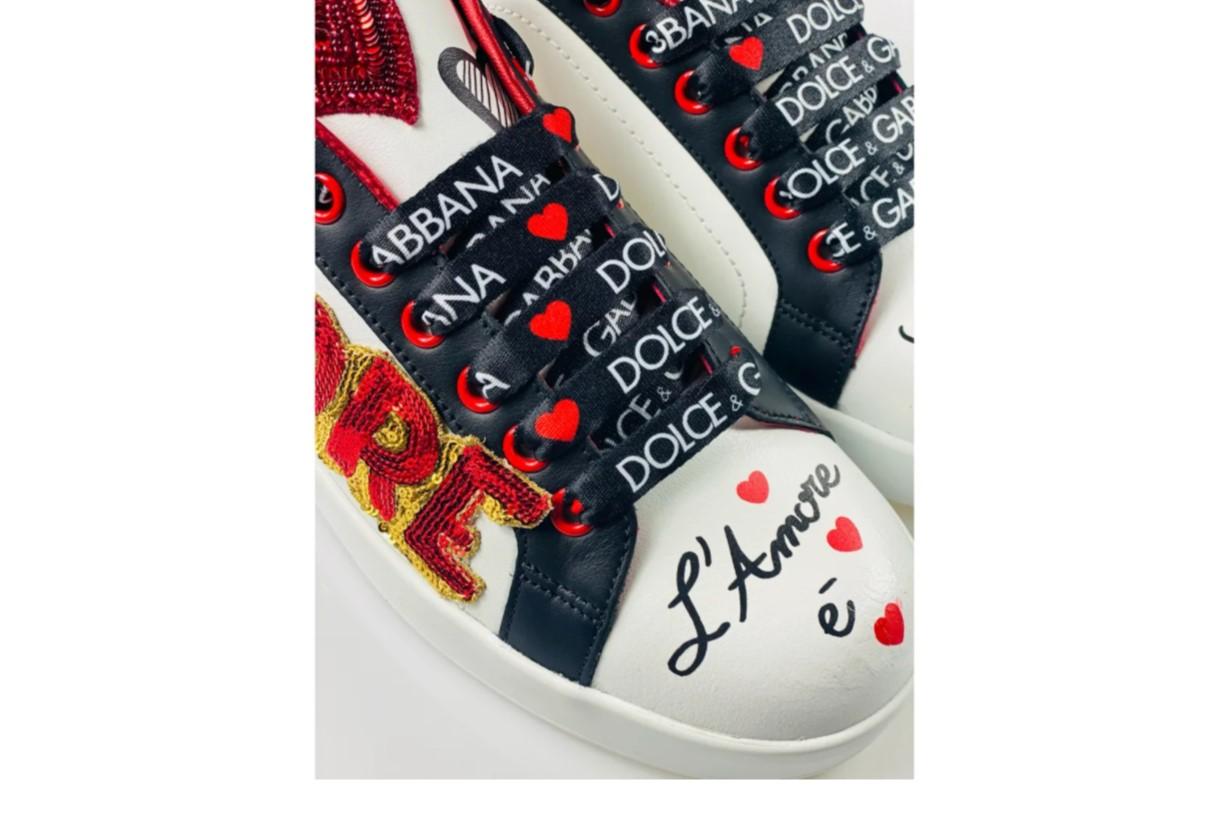 Dolce & Gabbana White Portofino Amore e Belezza Trainers Sneakers Sport Shoes In New Condition In WELWYN, GB