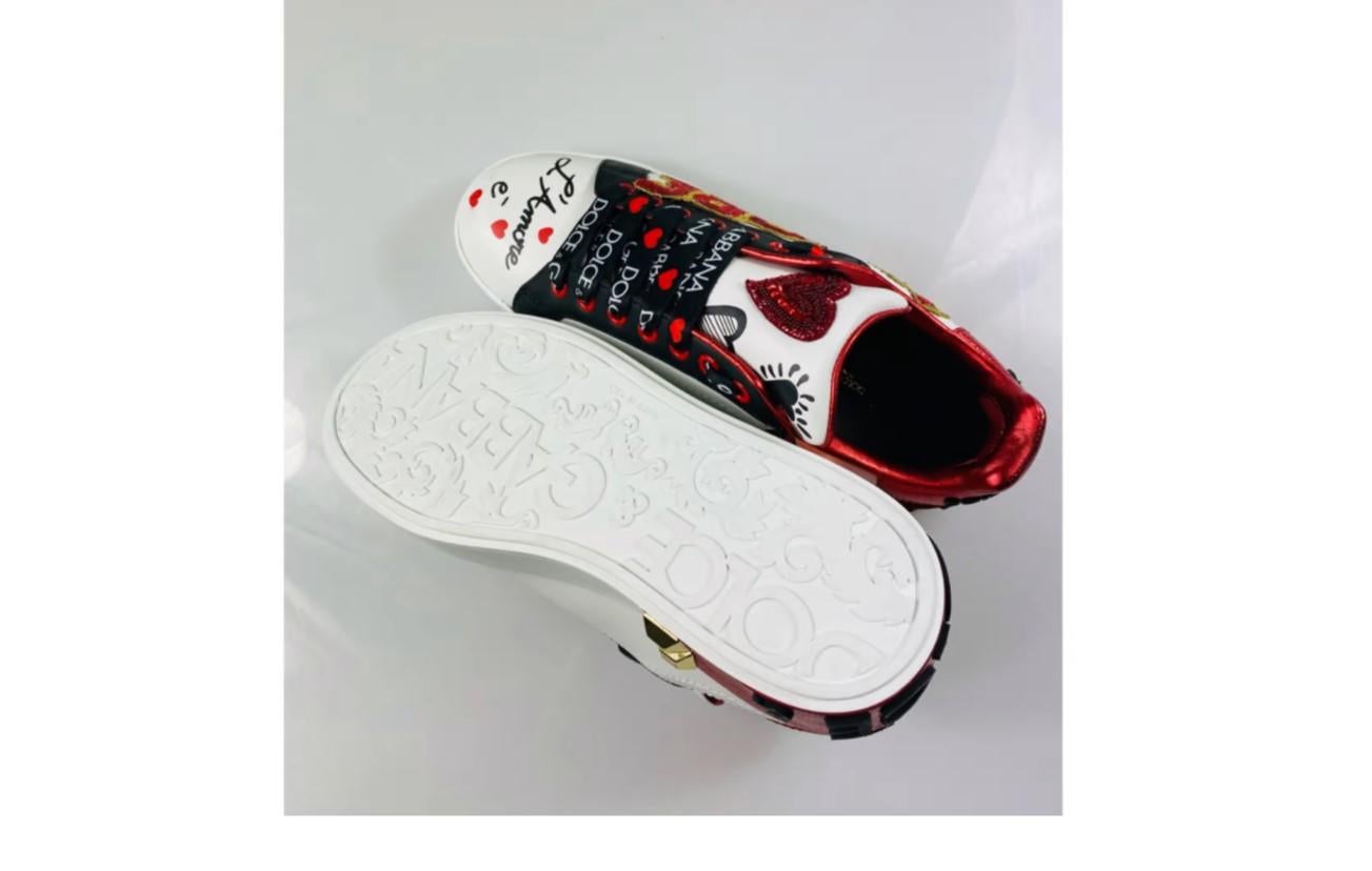 Women's Dolce & Gabbana White Portofino Amore e Belezza Trainers Sneakers Sport Shoes