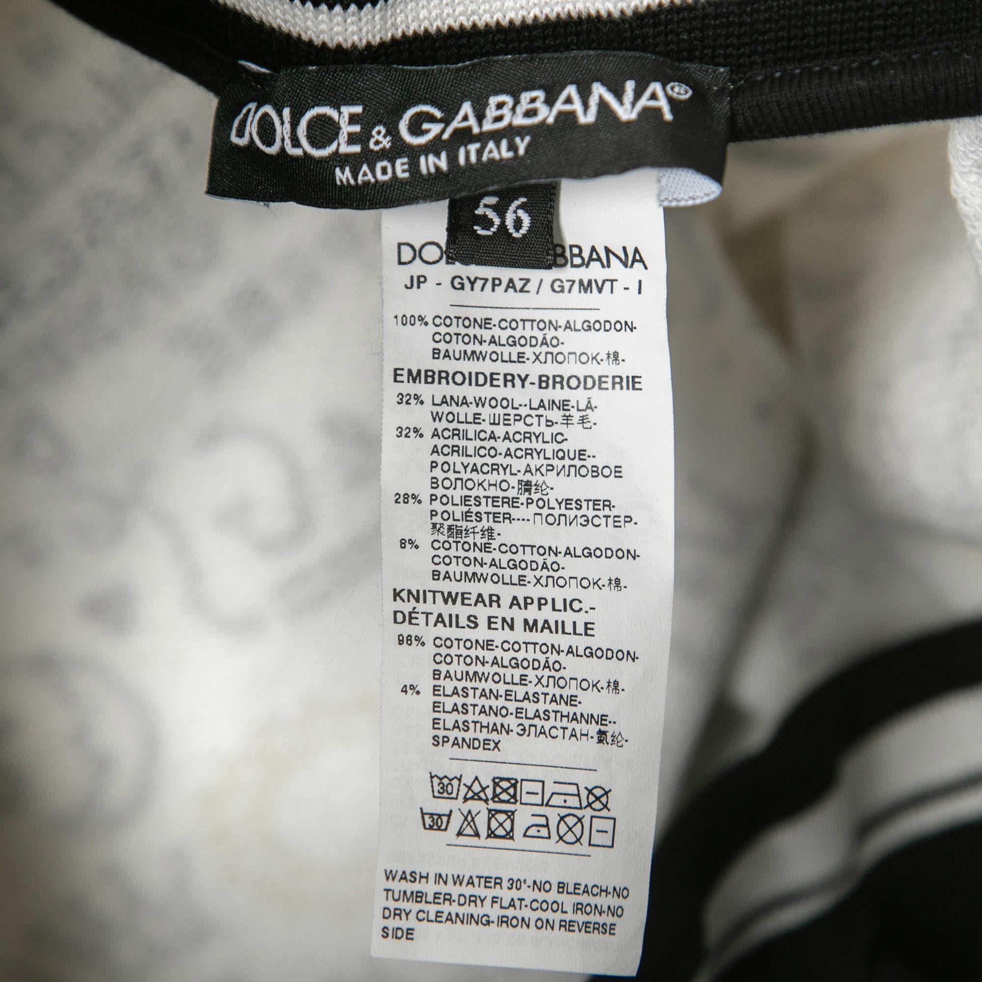 Dolce & Gabbana White Printed Cotton Knit Joggers 3XL For Sale 2