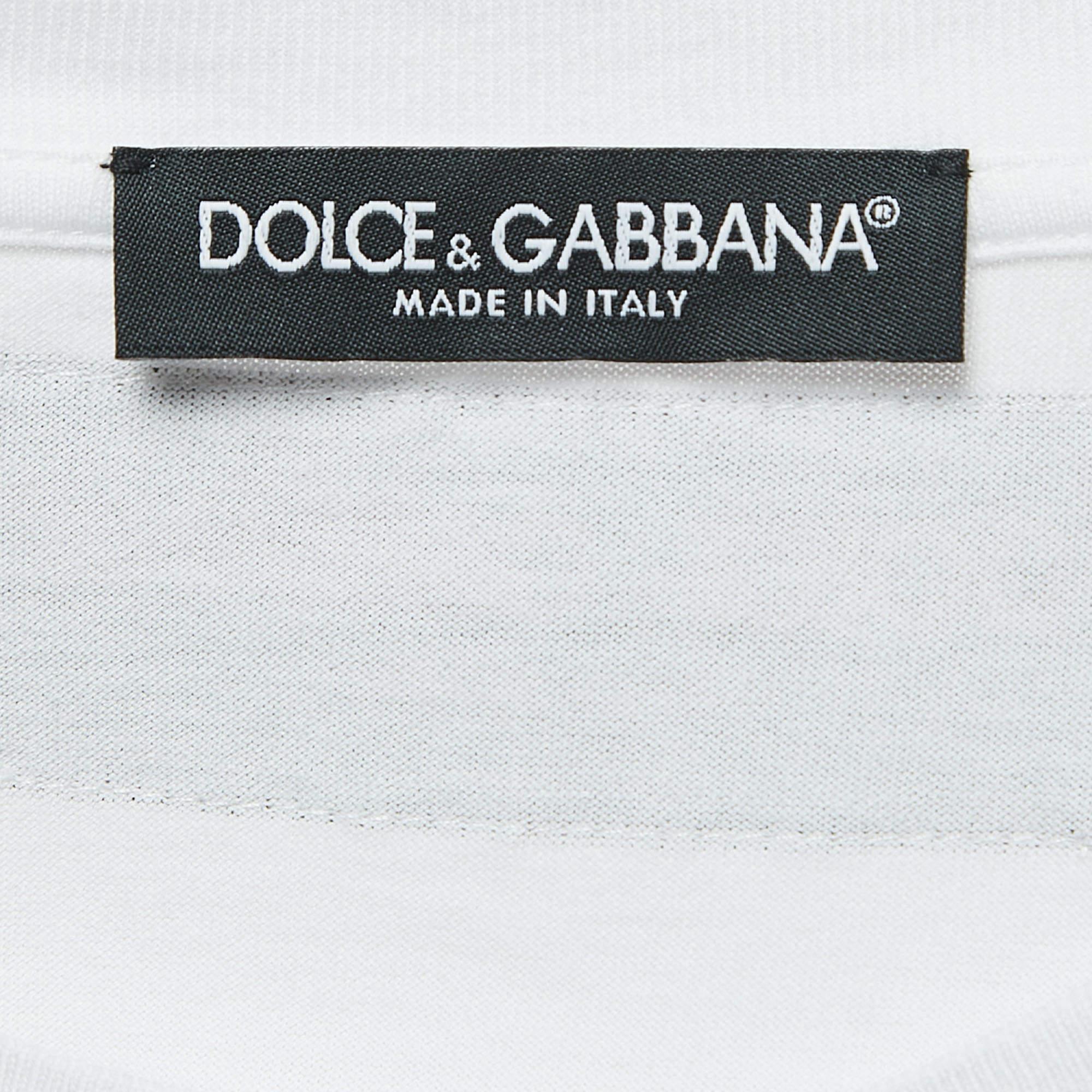 Dolce & Gabbana White Cotton Short Sleeves V-Neck Top T-shirt