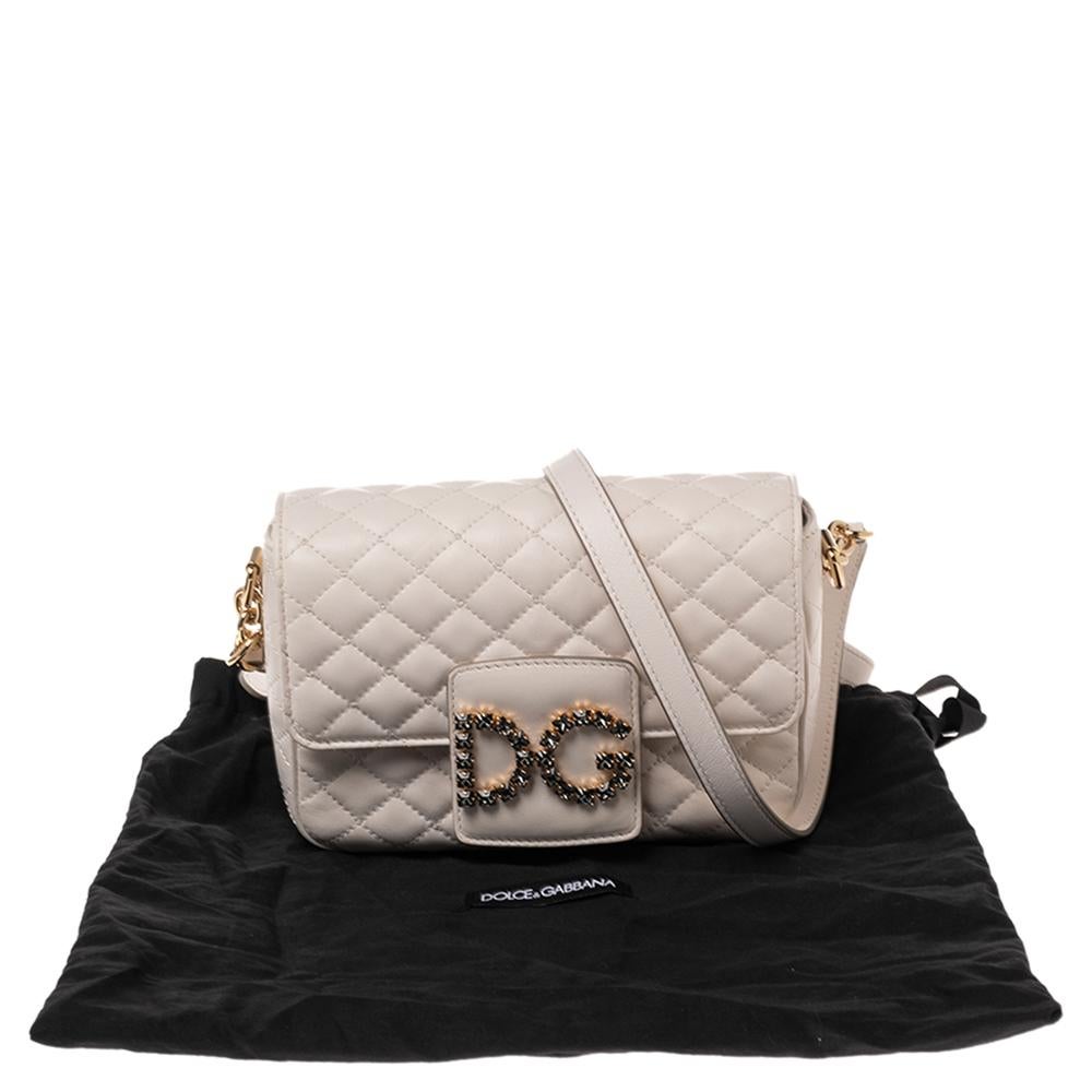 Dolce & Gabbana White Quilted Leather Millennials Shoulder Bag 6