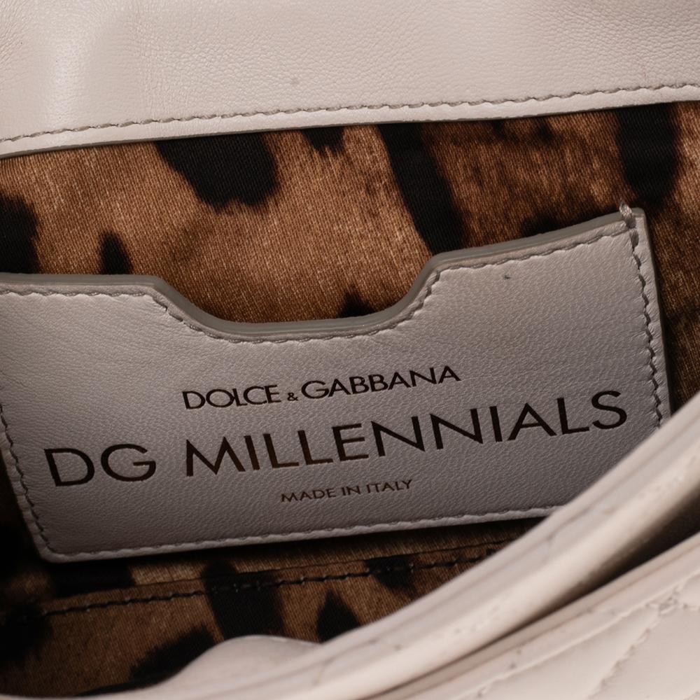 Dolce & Gabbana White Quilted Leather Millennials Shoulder Bag 1