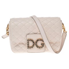 Dolce & Gabbana White Quilted Leather Millennials Shoulder Bag