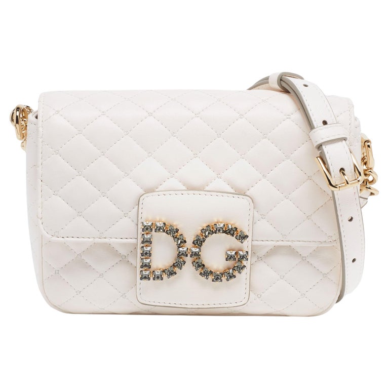 Dolce and Gabbana - Petit sac à bandoulière DG Millennials en cuir blanc  matelassé En vente sur 1stDibs