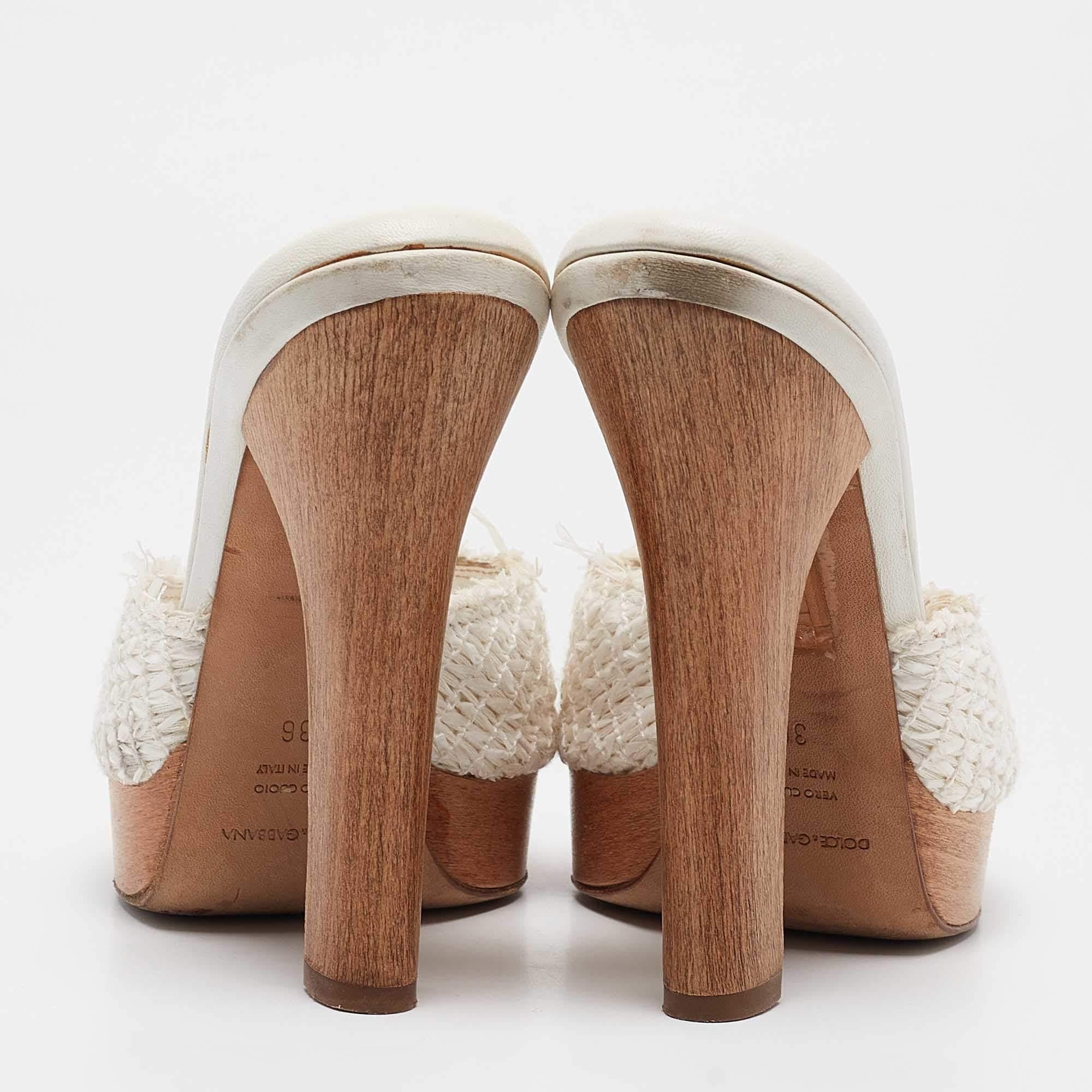 Dolce & Gabbana - Sandales à plateforme en raphia blanc - Taille 36 Pour femmes en vente