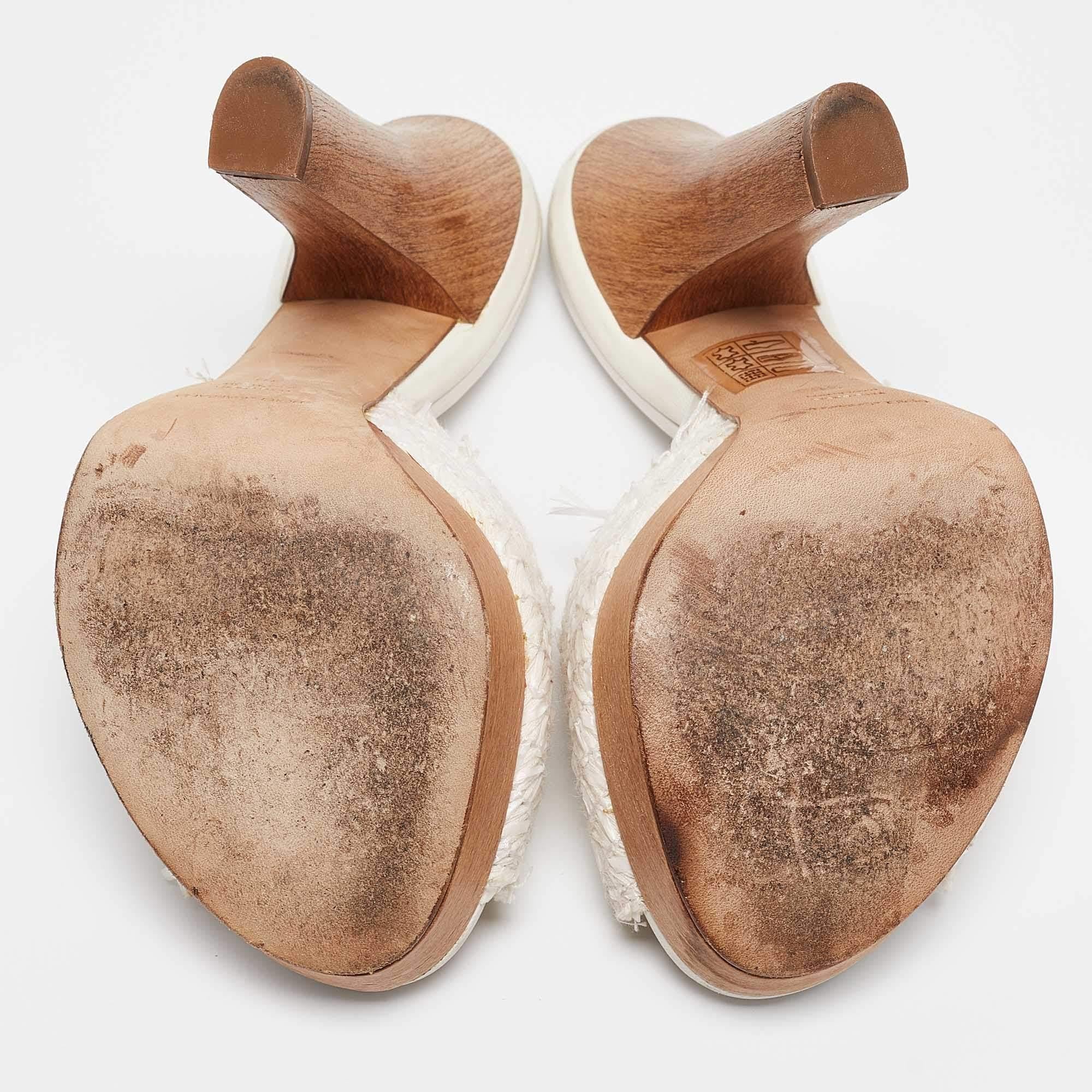 Dolce & Gabbana - Sandales à plateforme en raphia blanc - Taille 36 en vente 1
