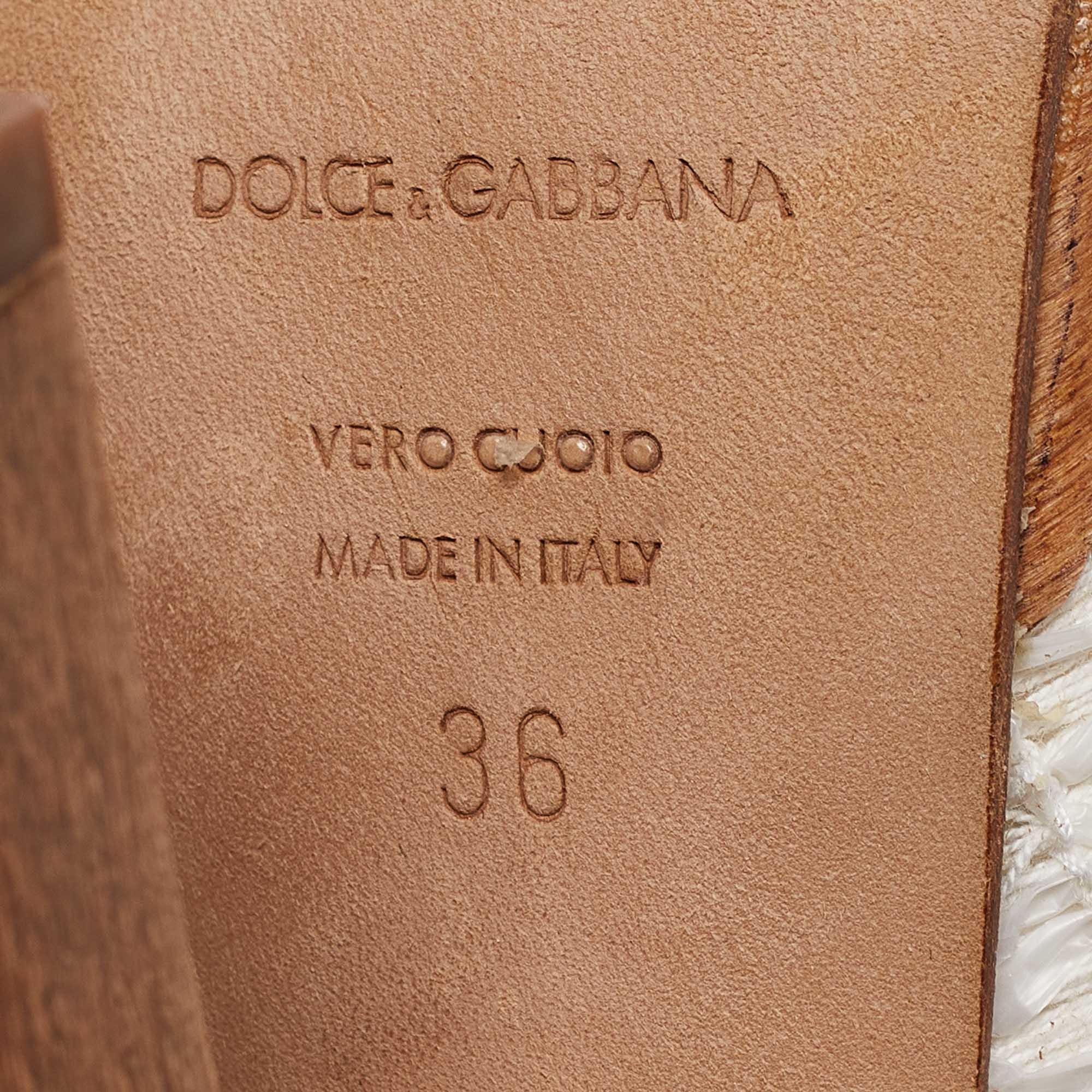 Dolce & Gabbana - Sandales à plateforme en raphia blanc - Taille 36 en vente 2