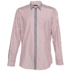 Dolce 
Gabbana White/Red Striped Cotton Gold Fit Shirt XXL