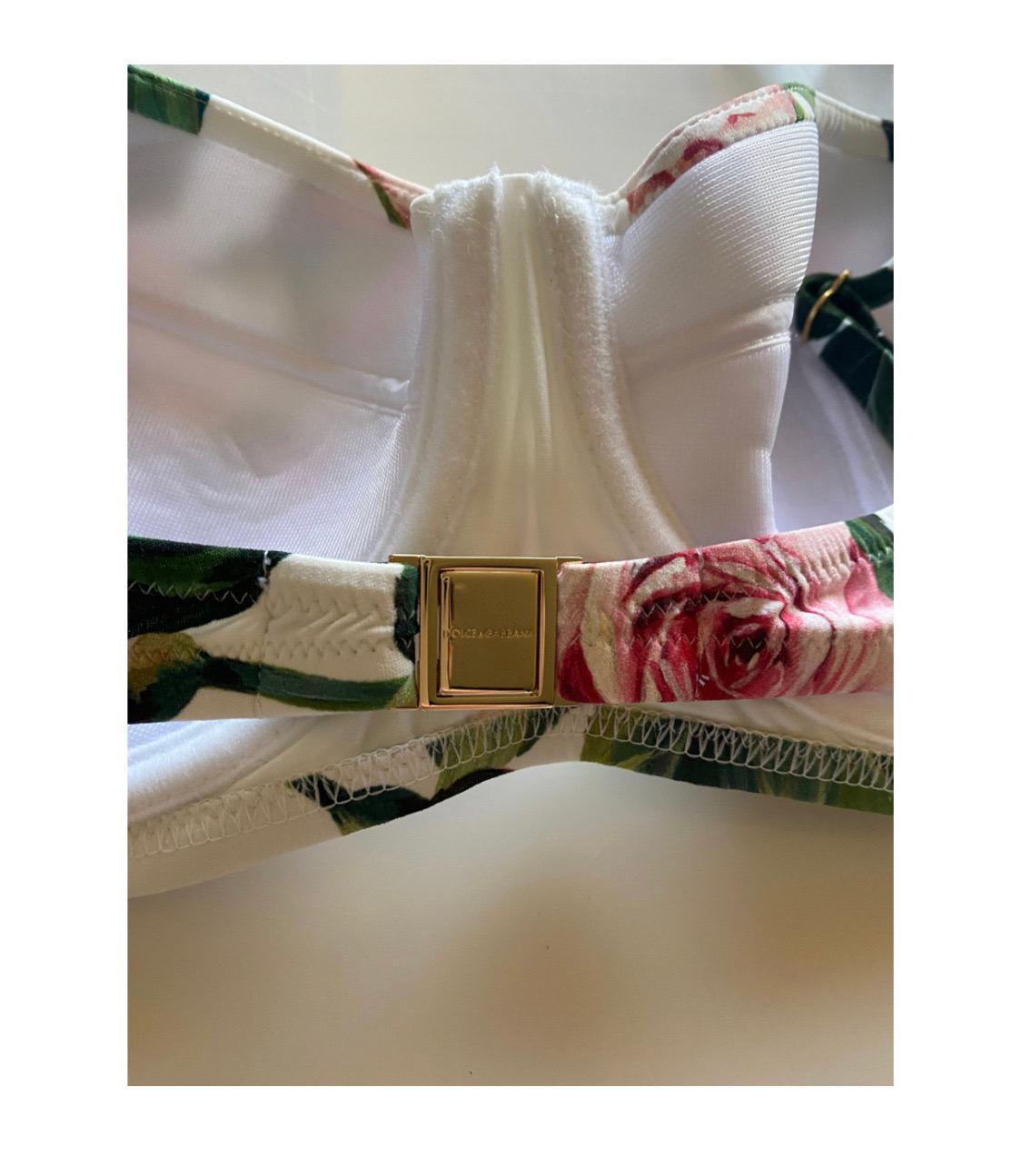 Dolce & Gabbana white rose floral bikini top and bottoms set  In New Condition For Sale In WELWYN, GB