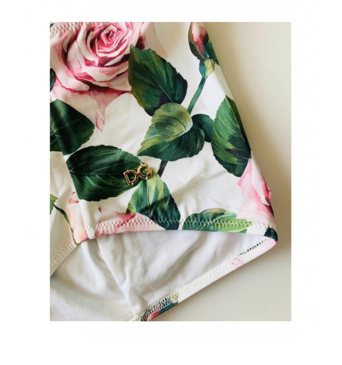 De las mujeres Conjunto de bikini y top romántico Dolce & Gabbana rosa blanca floral en venta