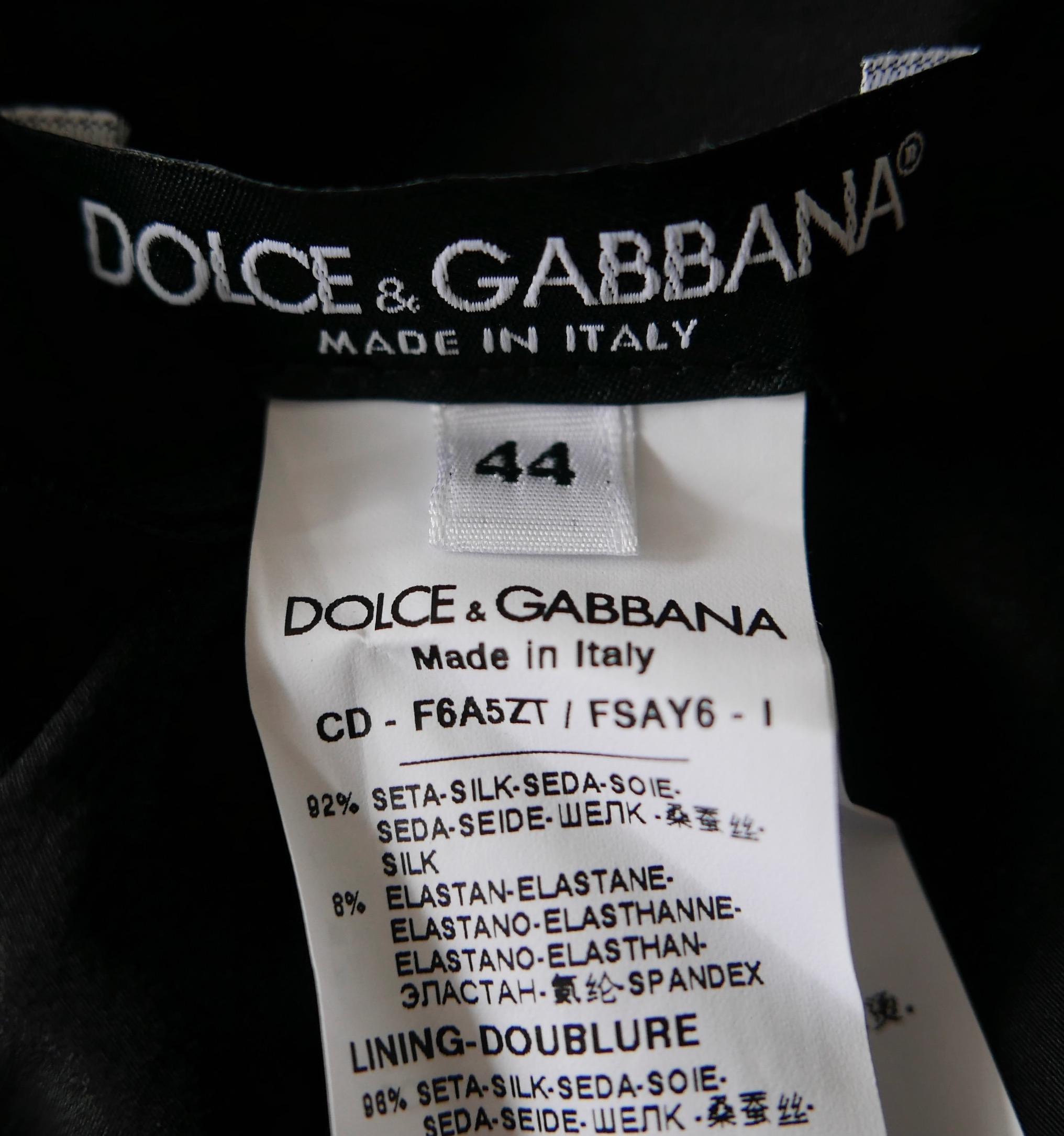  Dolce & Gabbana White Rose Silk Ruched Strap Dress  For Sale 2