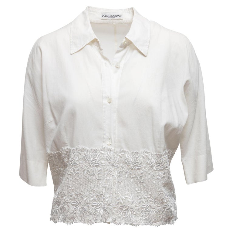 Dolce & Gabbana White Viscose Round Neck Short Sleeves Top